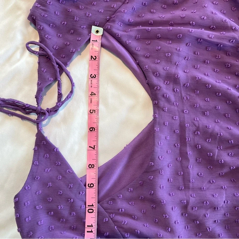 Torrid Purple Tea Length Clip Dot Open Back A-Line Dress Size 1 - Picture 17 of 17